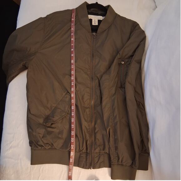 H&M Olive Army Green Lightweight Bomber Men Jacket Size-L - Picture 4 of 15
